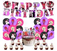 YCFAIIKG 32 Pcs Hotel Birthday Party Ballons Decorations,Bannière D'Anniversaire Hotel,Ballon en Latex,Topper de Gâteau,Autocollants de Dessin Animé,Décoration Anniversaire Garçon Fille
