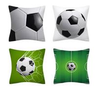 YCFAIIKG 4 Pcs Football Cushion Cover,Sports Ball Cushion,Football Sofa Cushion Cover,Football Sports Cushion Cover,Square Decorative Cushion,Home Decor,for Sofa,Bed,Home