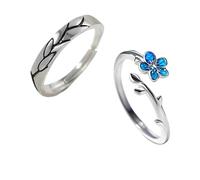 Ycfish Forget Me Not Bague commémorative Forget Me Not Bijoux Cadeaux Cadeau Fleur Revers Funéraire pour Souvenir, Argent, Aucune pierre précieuse