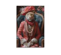 YCGYMX Poster animal de style peinture à l'huile style guépard princesse en costume - Poster décoratif sur toile - Poster mural moderne pour chambre à coucher - 50 x 75 cm