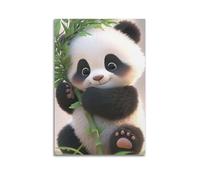 YCGYMX Poster d'animal panda heureux - Impression sur toile - Décoration murale moderne pour chambre à coucher - 20 x 30 cm