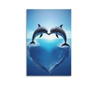 YCGYMX Poster décoratif sur toile représentant les dauphins qui s'aiment mutuellement - Poster mural moderne pour chambre à coucher - 30 x 45 cm