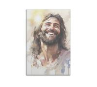 YCGYMX Posters chrétiens - Impression sur toile - Motif sourire lumineux de Jésus - 30 x 45 cm
