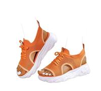 YChao Sandale Orthopedique Mules Femme Compensees Basses Respirantes Outdoor Mocassin Confortable Mode Sneakers Femmes Bas Sneaker à Lacets Antidérapant,Orange,US5/EU36