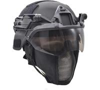 YChoolco Casque Tactique Mich avec visière réglable Lunettes et Masque Airsoft for la Chasse tir Halloween Cosplay et Les Jeux CS(Black)