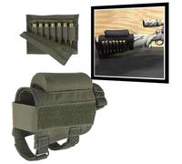 YChoolco Pochette de munitions Tactique en Nylon for Coussinets de Joue, for Airsoft, Chasse, tir, avec Support for 7 Cartouches, for 300, 308 Win Mag(Green)