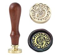 Ychostamp Kit de tampon de cire pour sceau de cire pour scellement initial, sceau en laiton baroque de 25 mm, tampons alphabet avec poignée (lettre G)