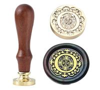 Ychostamp Kit de tampon de cire pour sceau initial - Sceau en laiton baroque de 25 mm, tampons alphabet avec poignée (lettre O)