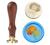 Ychostamp Sceau de cire à cacheter fleur - Lys araignée rouge - Sceau floral en laiton de 25 mm pour journal intime, lettres, projets d'art poétique et gothique