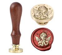 Ychostamp Sceau de cire ange priant - Motif chérubins avec cire sacrée - 25 mm - Sceau de prière angélique céleste pour cartes, journaux, invitations de fête prénatale et étiquettes cadeaux