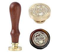 Ychostamp Sceau de cire en forme de sablier - Design céleste vintage avec sphère armillaire, lignes de constellation et bordure d'engrenage - Tampon à cacheter en laiton