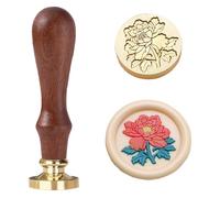 Ychostamp Sceau de cire en laiton avec tête de pivoine - 25 mm - Sceau botanique pour invitations de mariage, lettres, journal intime