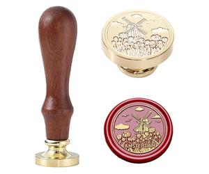 Ychostamp Sceau de cire - Tampon de cire à cacheter Amsterdam, moulin à vent Hollande et fleur de tulipe | Point de repère de ville souvenir néerlandais pour journaux de voyage, cartes postales