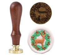 Ychostamp Sceau de cire - Tampon de cire à cacheter en forme de renne, sceau de gland de fruits de 2,5 cm, tampon scellé en laiton pour carte de Noël, carte du Nouvel An et enveloppes