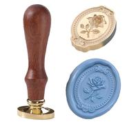 Ychostamp Tampon de cire à cacheter en forme de fleur de rose - Tampon floral vintage amovible pour cartes, enveloppes, invitations, emballage cadeau (tampon rose ovale C)