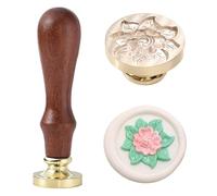 Ychostamp Tampon de Cire à Cacheter Fleur - Tampon de Cire à Cacheter Botanique, Tête de Tampon Ronde à Pétales Superposés de 22 mm pour Cartes, Enveloppes, Invitations, Emballage Cadeau