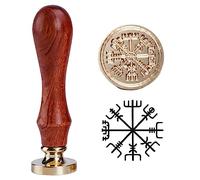Ychostamp Tampon de cire traditionnel nordique viking boussole vintage en cuivre Vegvisir Rune pour invitations de fête, idée cadeau
