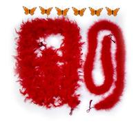 YCHTEWY - Élégant boa en plumes de dinde et de marabout - Accessoire glamour de 1,8 m pour fêtes, mariages, costumes et décoration (rouge)