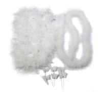 YCHTEWY - Élégant boa en plumes de dinde et de marabout - Accessoire glamour de 1,8 m pour fêtes, mariages, costumes et décoration (blanc)