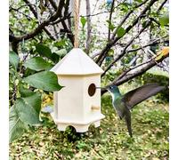 YCHTEWY Mangeoire à oiseaux en bois à faire soi-même, nichoir à oiseaux à suspendre pour attirer les oiseaux et embellir votre jardin (crème, D)