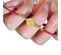 YCHUCH Bracelet imitation jades porte-bonheur et richesse en cordon rouge - Personnalité unique - Bracelet d'amitié - Bijoux pour enfants - Cadeau du Nouvel An chinois, taille unique, Comme décrit