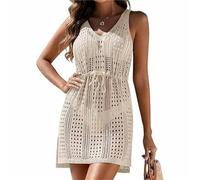 YCHUCH Cache-maillot de bain en crochet à col en V pour femme - Cache-maillot de bain creux - Protection du corps - Chemise de plage creuse pour maillots de bain