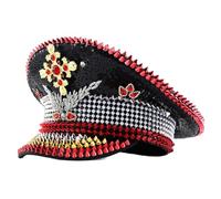 YCHUCH Chapeau de luxe décoré de strass nautiquement Capitaine Festivals Mariée pour les créateurs de tendances et les activités de plein air Chapeau décontracté, Noir , taille unique