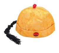YCHUCH Chapeau Oriental Chinois avec Queue de Cheval Décoratif Ancien Empereur Asiatique Qing Spectacles Scéniques Accessoires Pour Théâtre Traditionnel Pour Enfants Bébé Traditionnel, jaune, Number 5