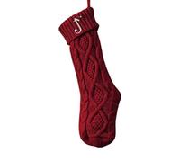 YCHUCH Chaussette de Noël tricotée avec lettres de l'alphabet brodées en polyester doux grande capacité Décoration de la maison Festival Broderie Chaussettes de vacances Décorations