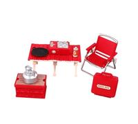 YCHUCH Collection de matériel de camping miniature réaliste avec chaise pliable et meubles de table pour maison de poupée, pique-nique, décoration de scène, accessoires de jeu en plein air