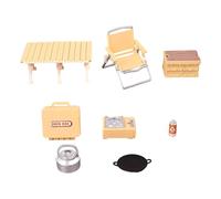 YCHUCH Collection de matériel de camping miniature réaliste avec chaise pliable et meubles de table pour maison de poupée, pique-nique, décoration de scène, accessoires de jeu en plein air