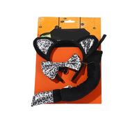 YCHUCH Costume de diable d'Halloween avec bandeau en corne - Fourche - Queue de chat/démons - Accessoires pour Halloween, cosplay, fête - Ensemble d'accessoires de costume