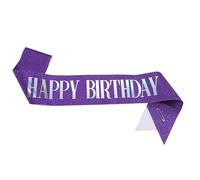 YCHUCH Écharpe Happy Birthday 160 x 10 cm pour décoration de fête, accessoire de costume pour fille et femme, accessoire de bal, Purple Symphony, taille unique