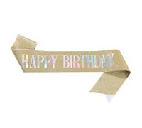 YCHUCH Écharpe Happy Birthday 160 x 10 cm pour décoration de fête, accessoire de costume pour fille et femme, accessoire de bal, fantôme doré, taille unique