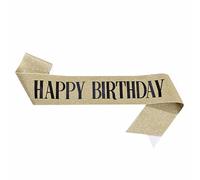 YCHUCH Écharpe Happy Birthday 160 x 10 cm pour décoration de fête, accessoire de costume pour fille et femme, accessoire de bal, Lettrage noir doré, taille unique