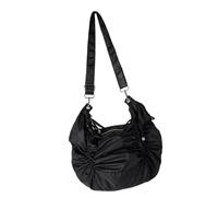 YCHUCH Élégant sac à bandoulière plissé avec cordon de serrage, grande capacité, en nylon, sac à main pour le travail ou l'étude, sac de courses décontracté, Noir , One Size