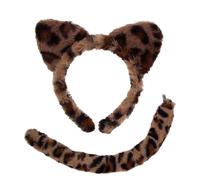 YCHUCH Ensemble d'accessoires de costume d'animaux réalistes comprenant une coiffe et une queue amovible pour festival et bandeau d'oreille de chat en fourrure douce