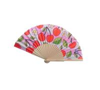 YCHUCH Éventail à main en bois de cerises et citrons espagnols - 17,8 cm - Pliable - Pour danse et fête - Pièce décorative d'intérieur