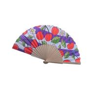 YCHUCH Éventail à main en bois de cerises et citrons espagnols - 17,8 cm - Pliable - Pour danse et fête - Pièce décorative d'intérieur