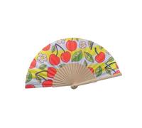 YCHUCH Éventail à main en bois de cerises et citrons espagnols - 17,8 cm - Pliable - Pour danse et fête - Pièce décorative d'intérieur