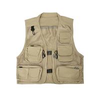 YCHUCH Gilet d'été multi-poches en maille respirante pour homme, idéal pour la photographie, le journaliste, le directeur, l'uniforme de travail décontracté, séchage rapide