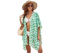 YCHUCH Maillots de bain pour femmes, cache-maillot de bain à imprimé floral, maillot de bain d'été, maillot de bain ample à manches mi-longues, cache-maillot de bain pour femme, crochet avec poches