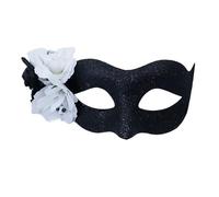 YCHUCH Masque de bal masqué mexicain effrayant demi-visage fleur avec tête de mort fête Halloween Jour des morts Crânes effrayants Mexicains Mascarade Halloween Jour des morts