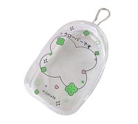 YCHUCH Organiseur miniature à fermeture éclair avec panneau avant transparent Mousqueton Clip pour exposer de petites figurines Mini sac à suspendre, Herbe à quatre feuilles, One Size