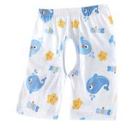 YCHUCH Pantalon léger en coton doux pour enfants avec entrejambe ouvert pour un mouvement actif à la maison, au quotidien, vêtements de jeu pratiques pour garçons et filles, Little Whale., 100 yards