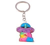 YCHUCH Porte-clés futuriste Alien en matériaux acryliques - Décoration simple mais artistique pour un usage quotidien pratique sur le thème de l'espace, violet, taille unique