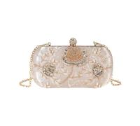 YCHUCH Sac à main à bandoulière artistique floral pour femme, sac à bandoulière élégant en polyester, sac à bandoulière léger à 3 voies, design perlé, sac de soirée brodé léger, champagne, One Size