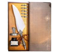 YCHUCH Stylo-plume rétro à plumes avec encrier rechargeable et 5 tailles de plumes Antique Dip Coffret cadeau pour débutant Écriture manuscrite Plume cuivre avec encres