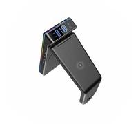 YCHUCH Support de charge pour téléphone, montre, écouteurs, station de charge pliable sans fil avec veilleuse, réveil, chargeurs sans fil avec protections de sécurité