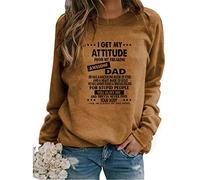YCHUCH Women I Get My Attitude Letters Printed Sweatshirt Manches Longues Col Rond Graphique Casual Pull Ample Tops T-Shirts Pullover Sweatshirts pour Femmes Graphique, kaki, XL